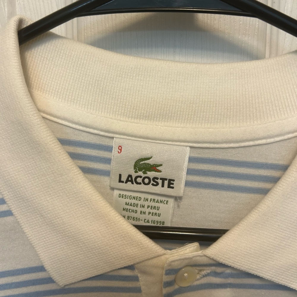 Lacoste White and Light Blue Polo Shirt